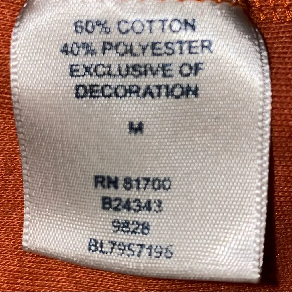 BLAIR mock turtleneck long sleeve fall orange embroidered crest cotton size M - Image 6