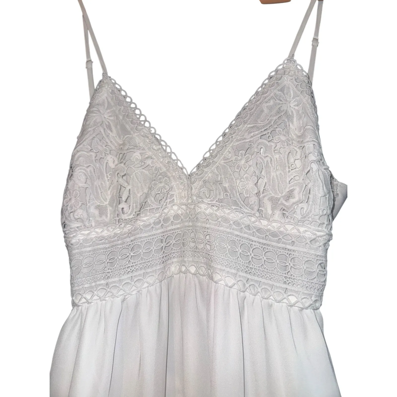 Ecowish Lace Tiered Mini Dress Open Tie Back Women's Large Wedding Beach Resort - Image 5