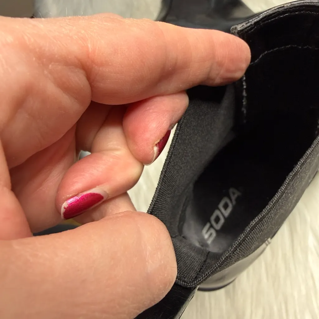 Soda Black Chunky Heel Platform Ankle Boots - Image 6