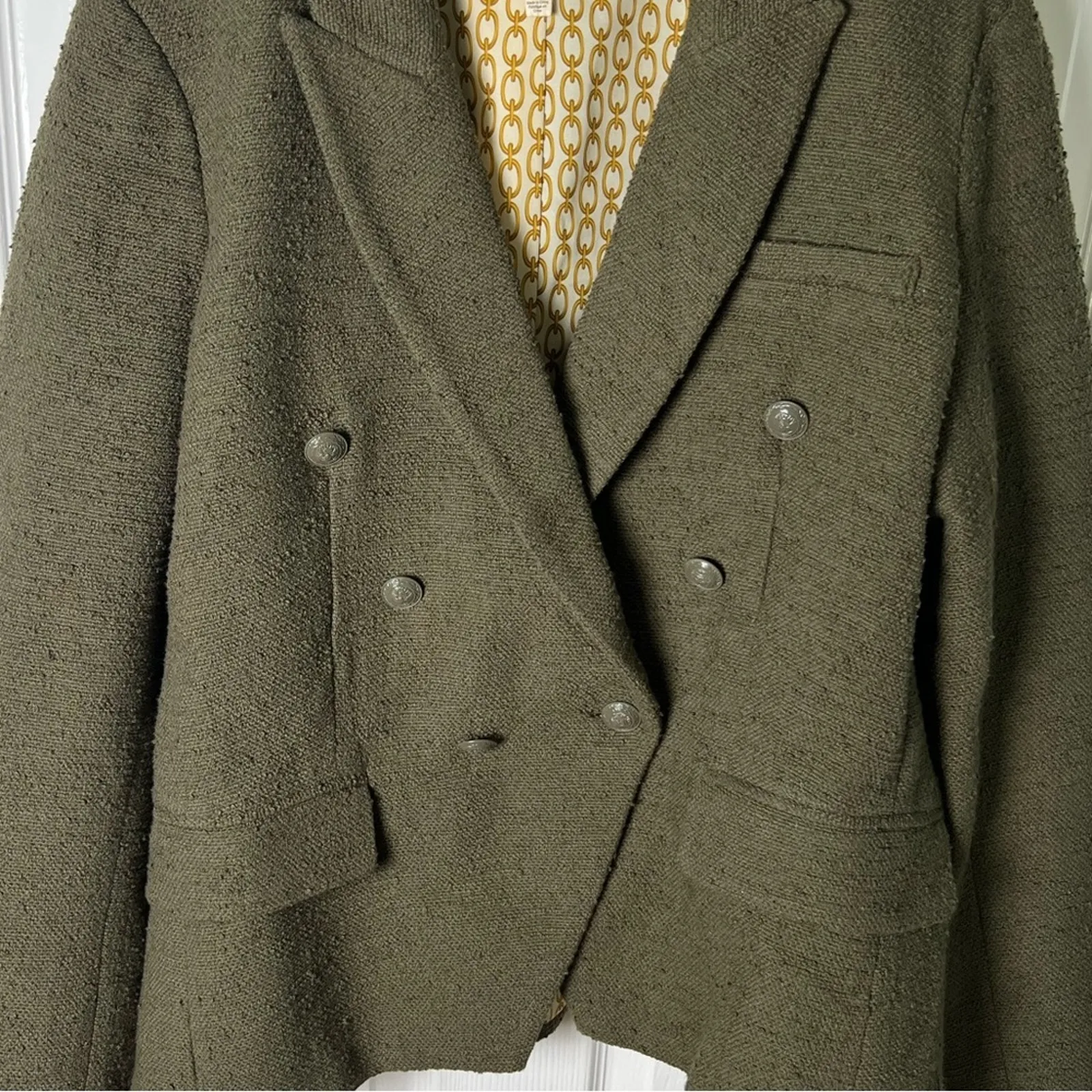 L’agence Kenzie Double Breasted Boucle Blazer in Ivy 14 - Image 3