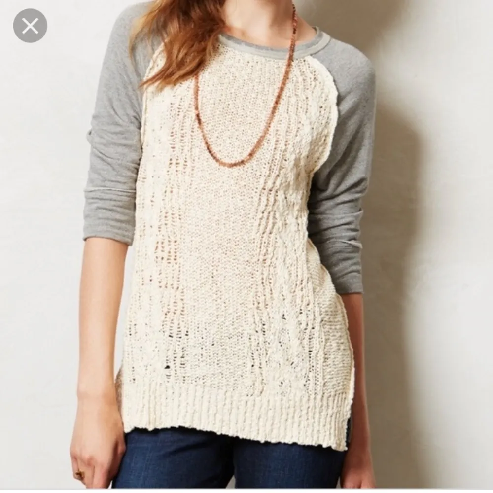 ANTHROPOLOGIE Dolan Parknit Gray & Cream Sweater - Image 3