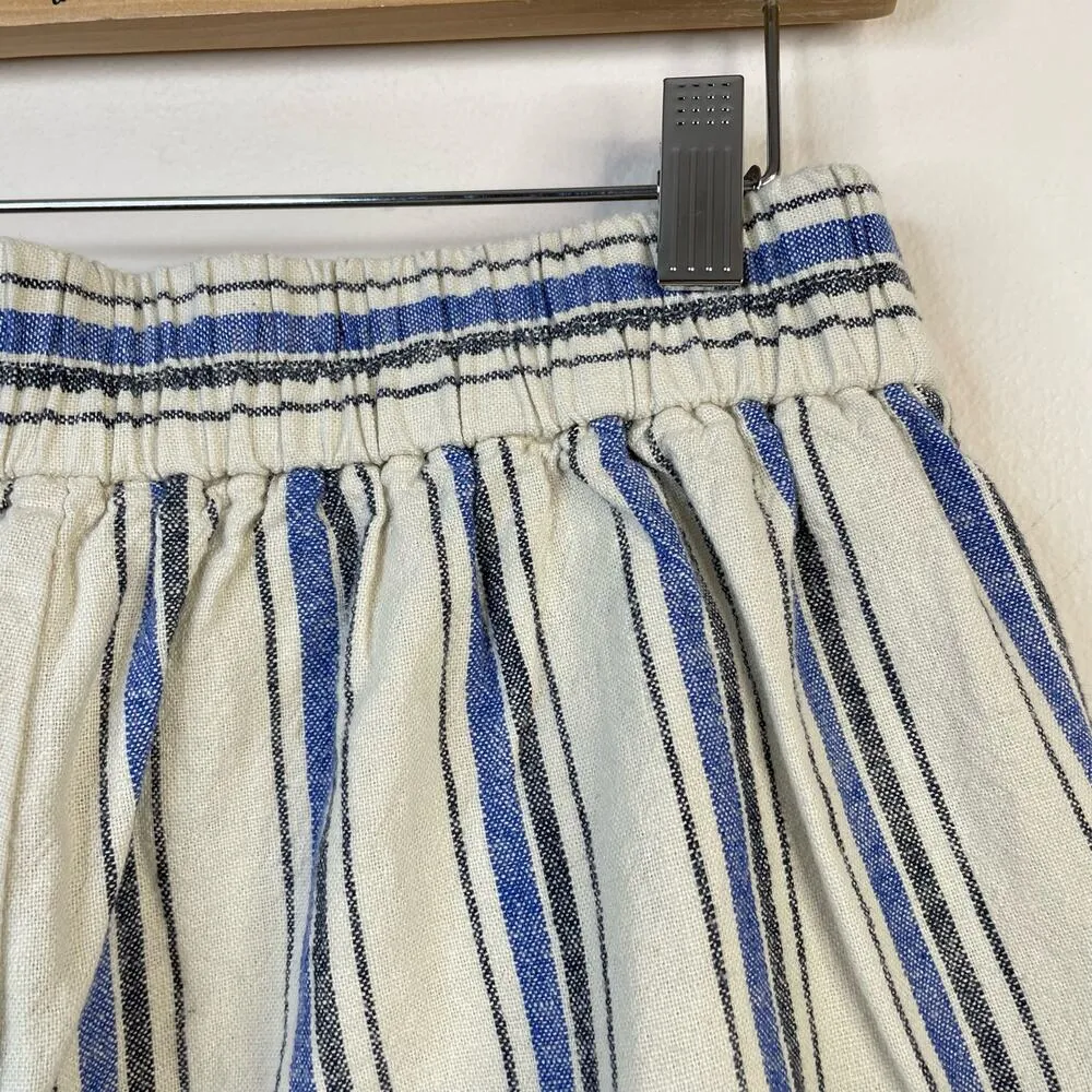 J Crew Cotton Linen Blue striped Tie front shorts Classic Coastal womens 4 new - Image 7