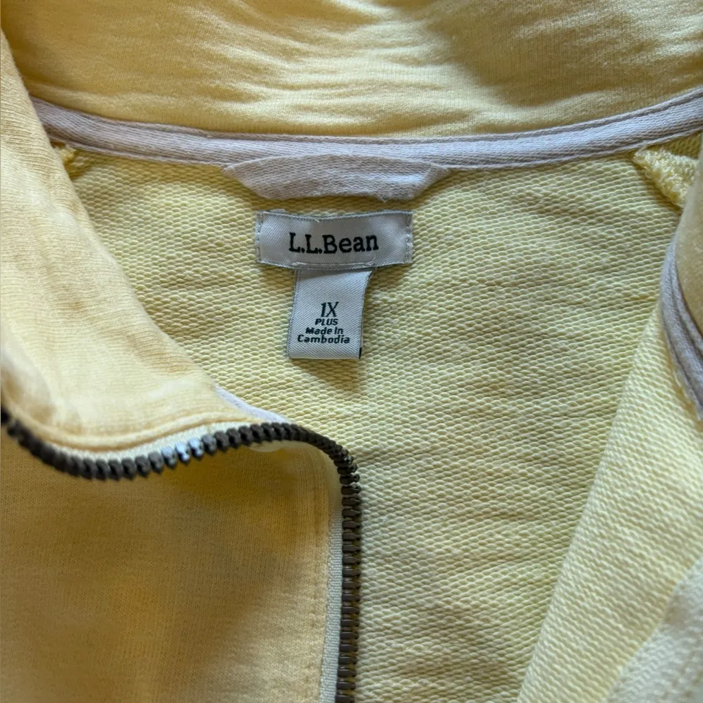 LL Bean Peaks Island Mock Neck Quarter Zip Raglan Long Sleeve Womens 1X Yellow - Image 7
