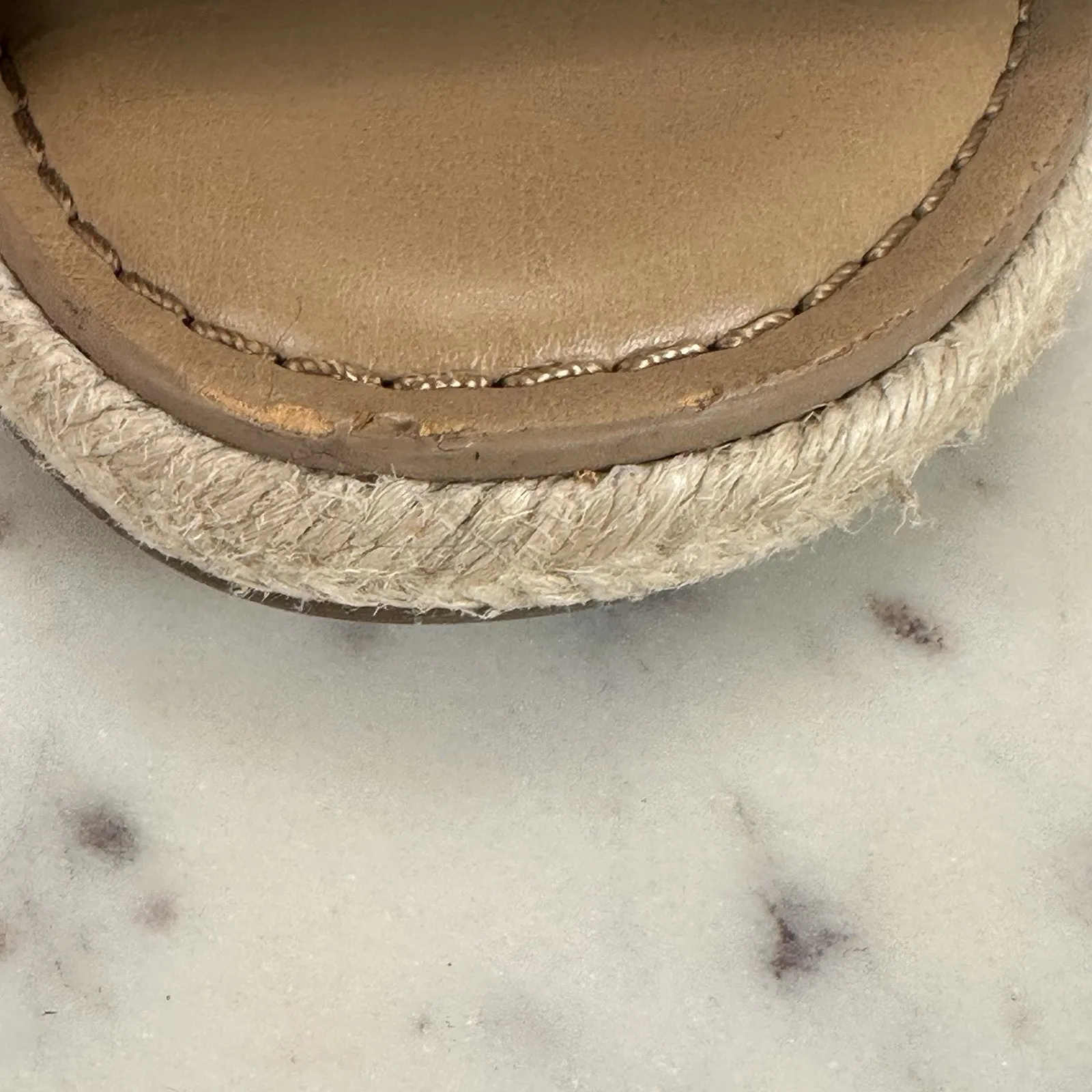 Franco Sarto Julien Sandal Cork Wedge Taupe‎ Suede Espadrilles Size-8.5M Boho - Image 15