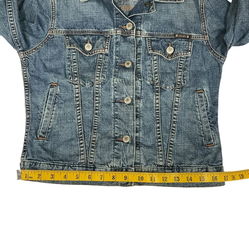 Lucky Brand Dungarees America Women's Denim‎ Trucker Jean Jacket Size M - Image 10