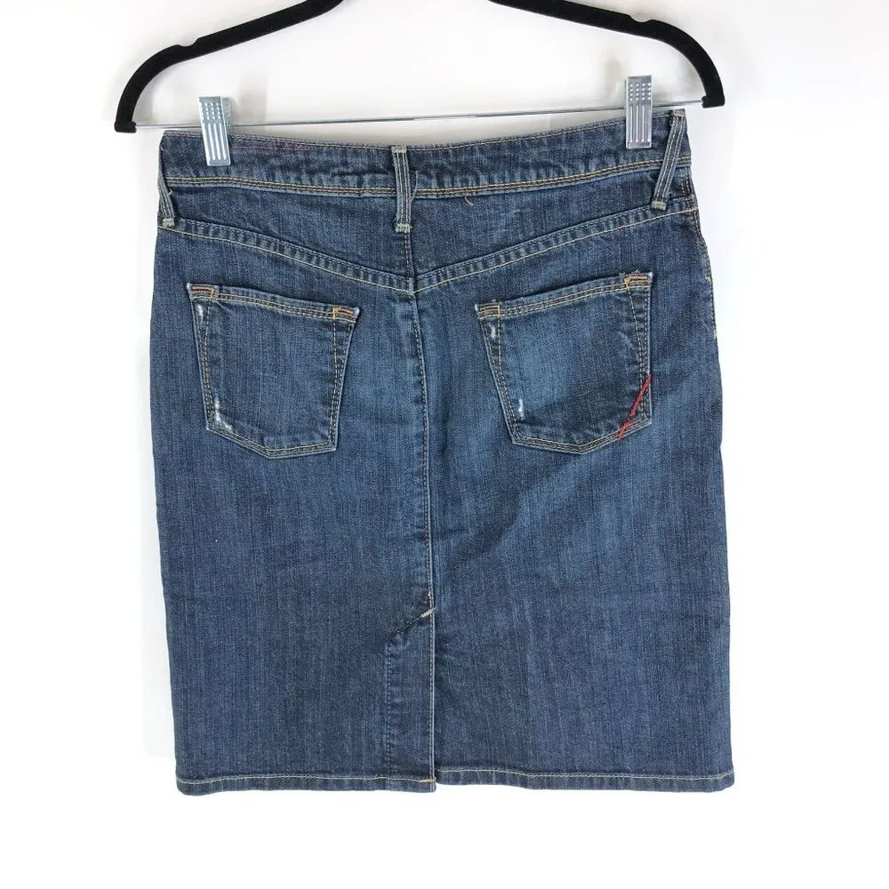 Banana Republic Women's Cactus Blue Wash Cotton Blend Mini Pencil Denim Skirt 0 - Image 2