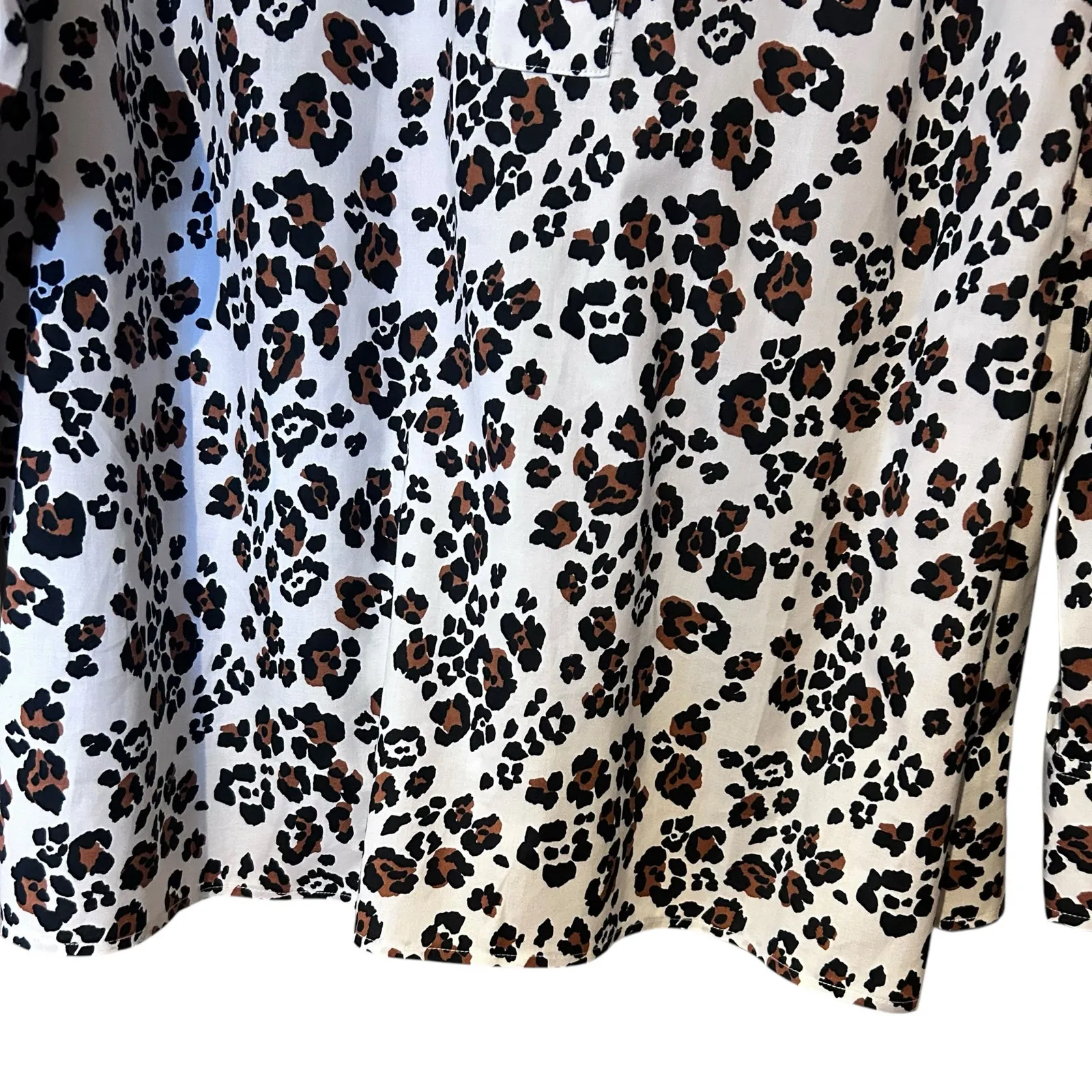 TALBOTS PLUS Blouse Leopard SZ 3X Non Iron Long Sleeve Popover Artsy Travel Chic - Image 4