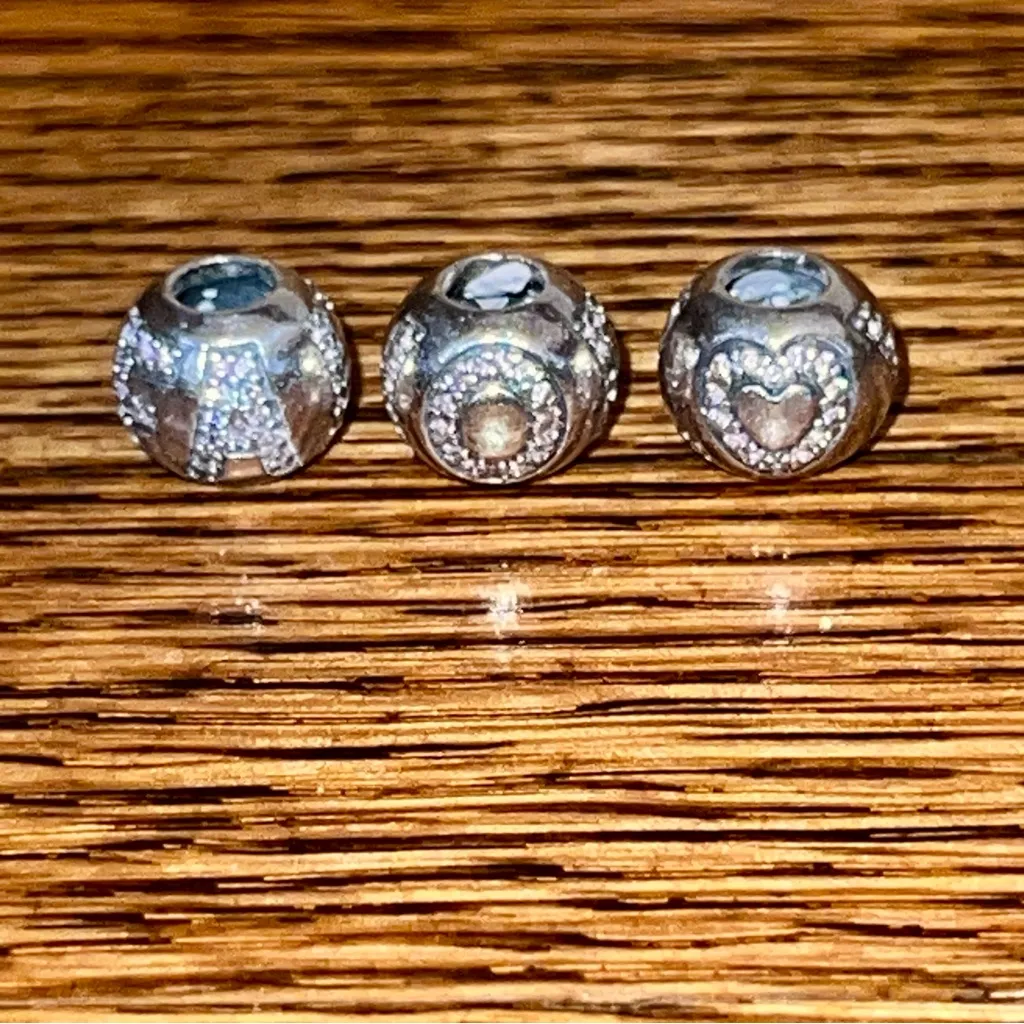 Pandora Surrounded by Faith, Hope, Love Pink Cubic Zirconia Charm Set of 3 - Image 15