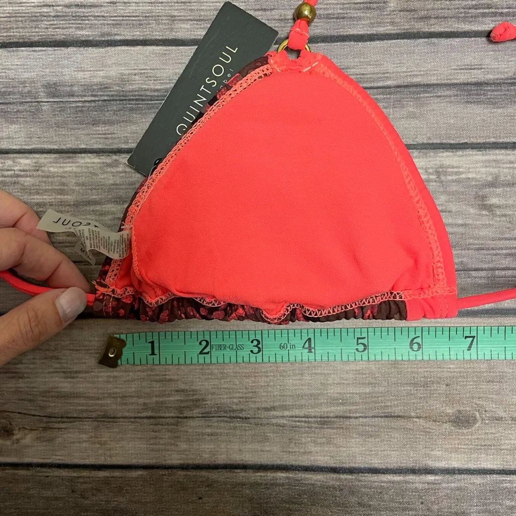 Quintsoul Beastie Girl Triangle Bikini Halter Top Fluorescent Splatter Medium Orange Size undefined - Image 9