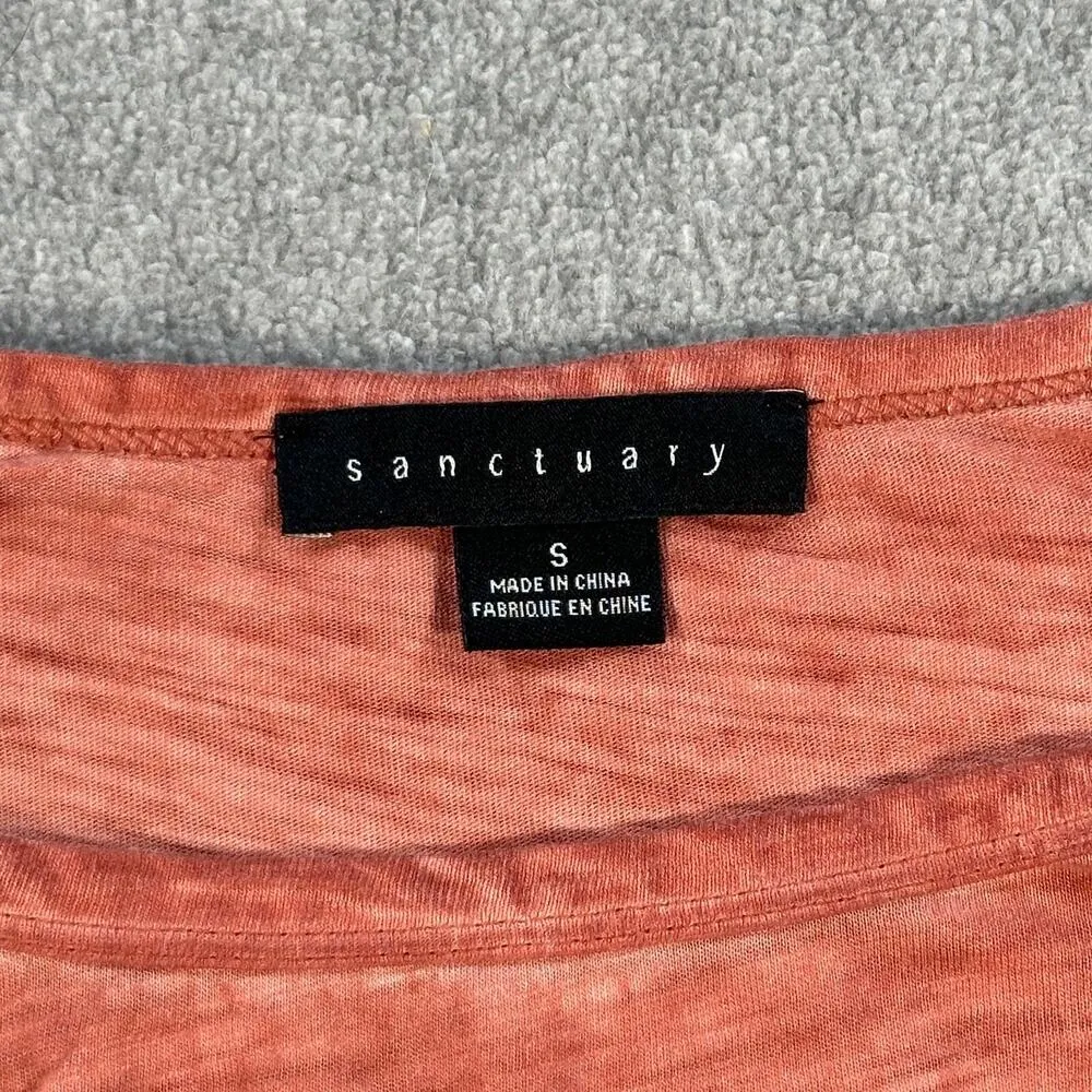 Sanctuary Knotted Tee Shirt Women's Small Orange Short Sleeve Crew Neck - Image 2