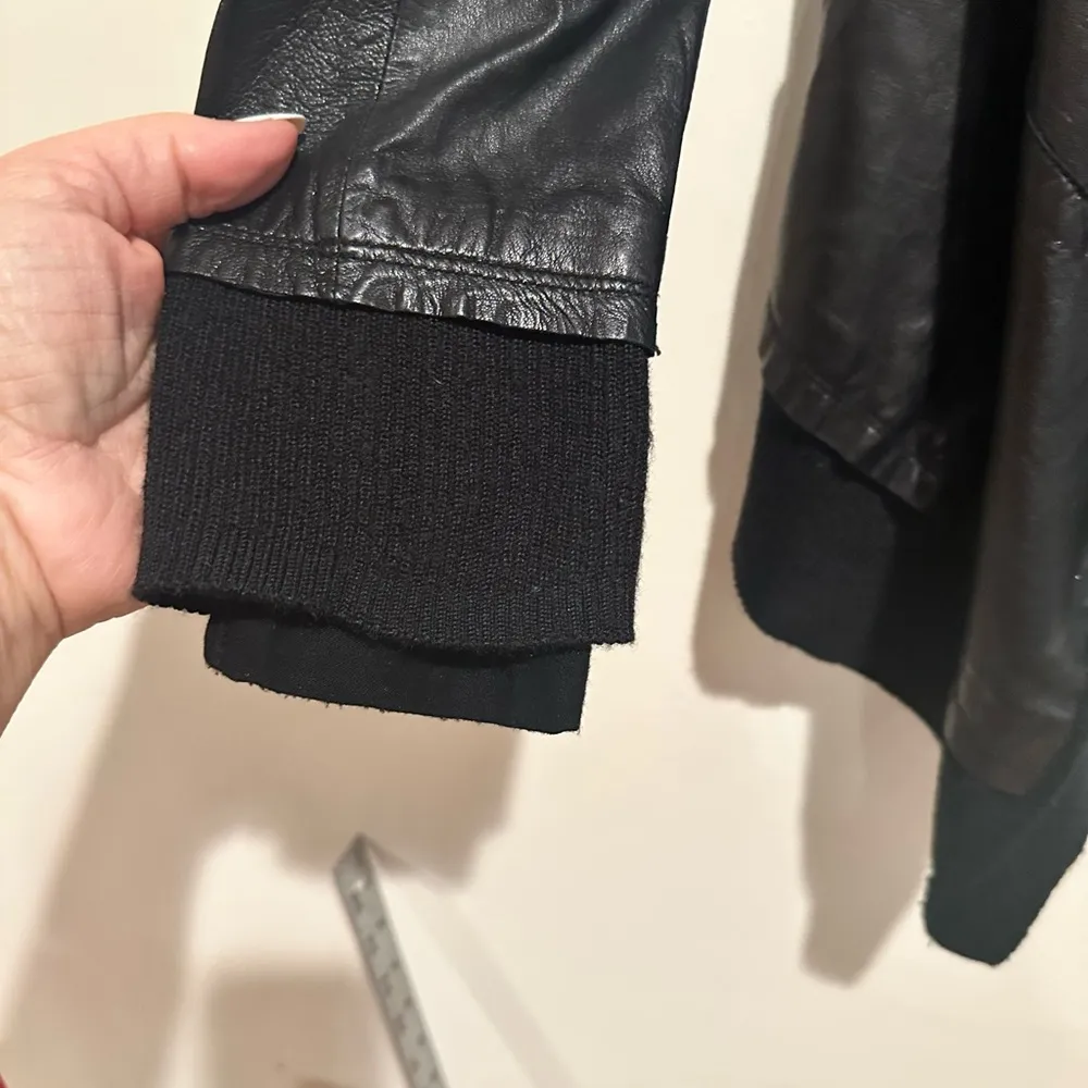 MACKAGE BLACK LEATHER OPEN FRONT MOTO BIKER JACKET XXS - Image 7