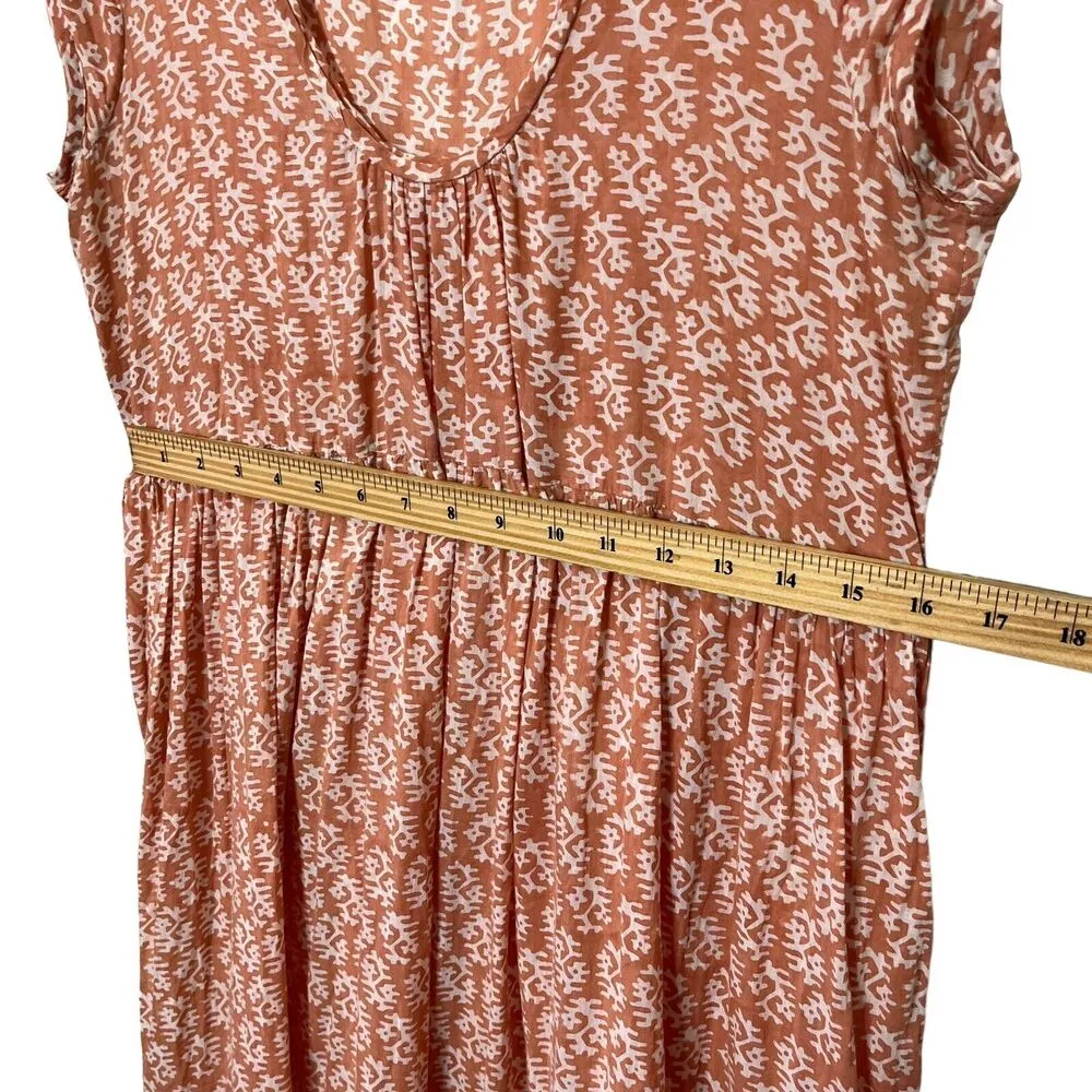 Matta Sabina Greece Midi Dress Rust Printed Short Sleeves Cotton Womens Sz XS Orange - Image 11