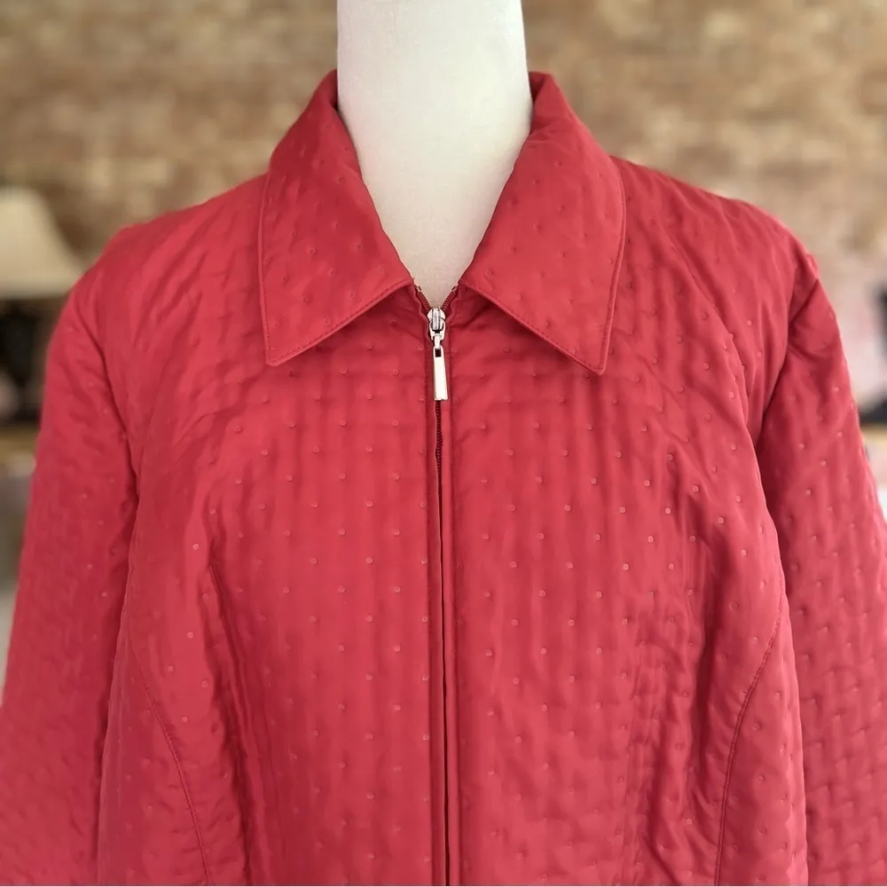 Talbots  Brick Red Textured Polka Dot Lightweight Jacket 18P - Image 3