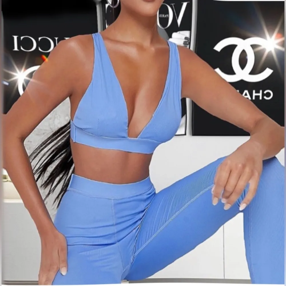 NWT, Lavishly Paris Baby Blue Bralette and Leggings Pajamas Set Size undefined - Image 10