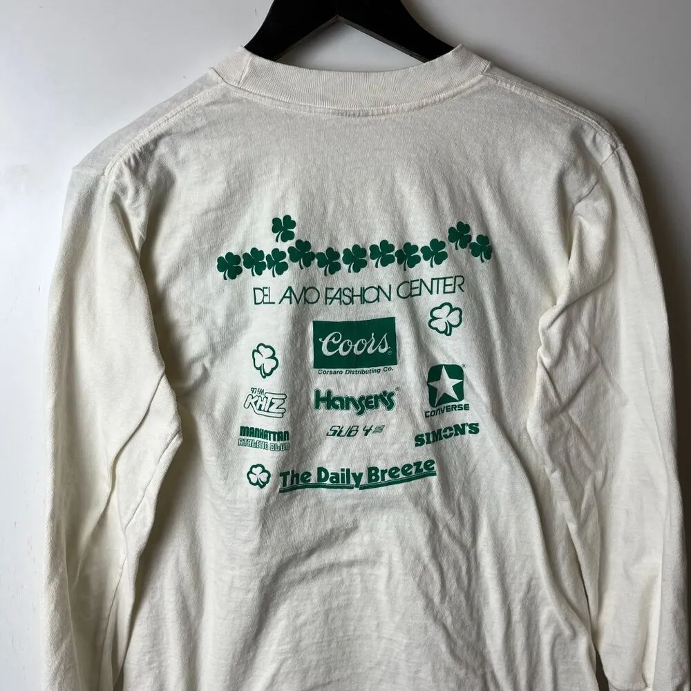 1984 Vintage 80s Tom Sullivan's St Patrick's Day T Shirt Cream Small S Cotton - Image 9