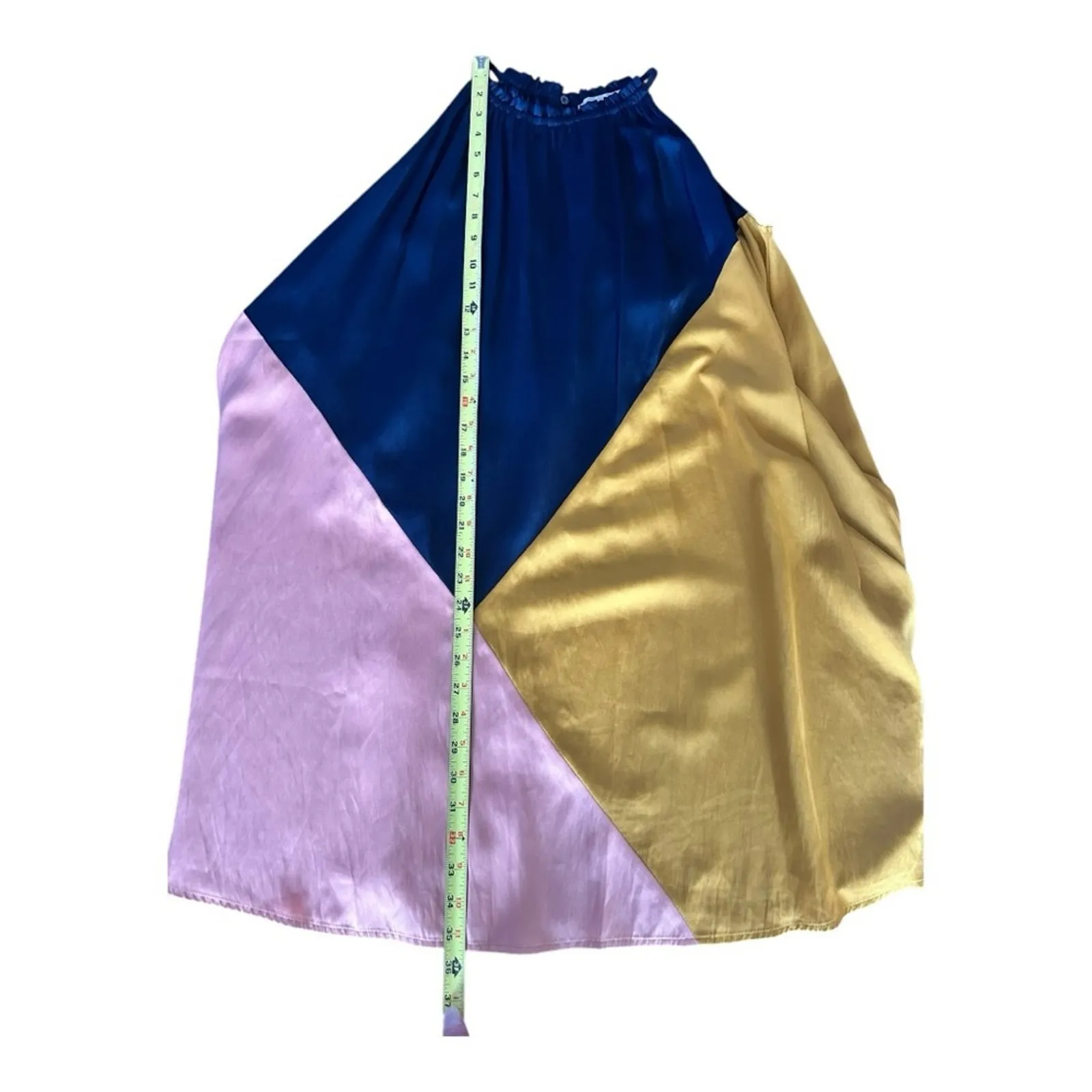 LOFT Colorblock Halter Swing Dress SP gold and navy NEW - Image 6