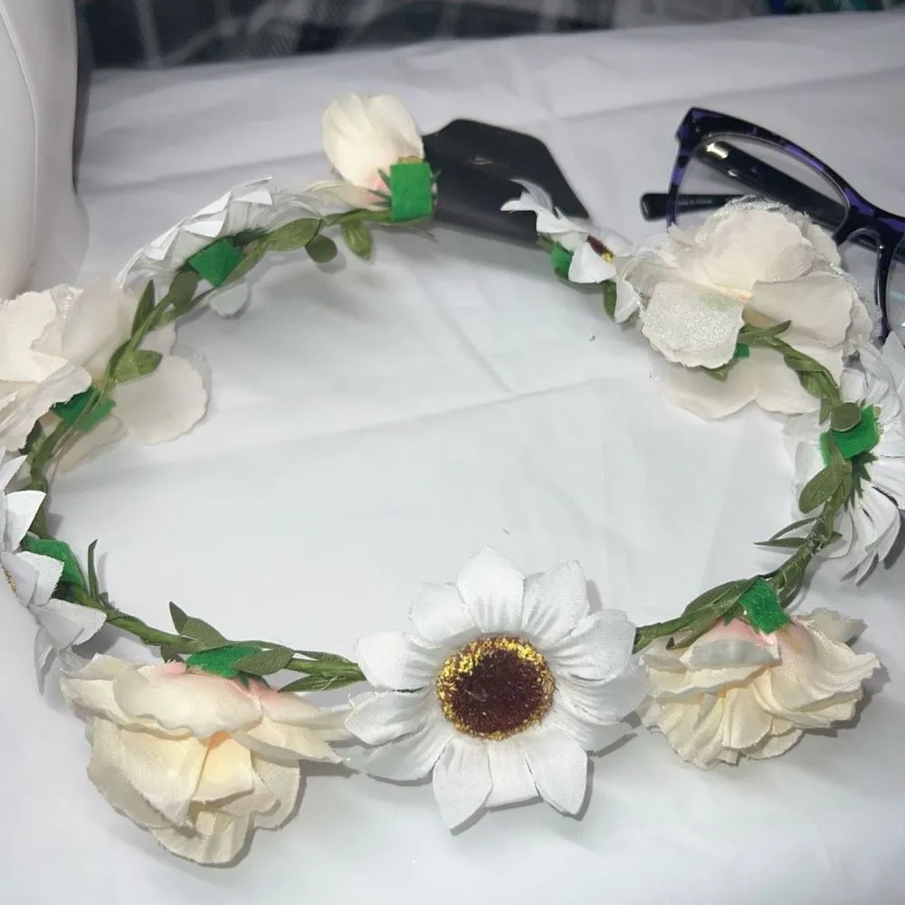G by Gennaro Boho Hippy Wired Flower Head Piece Green - Image 3