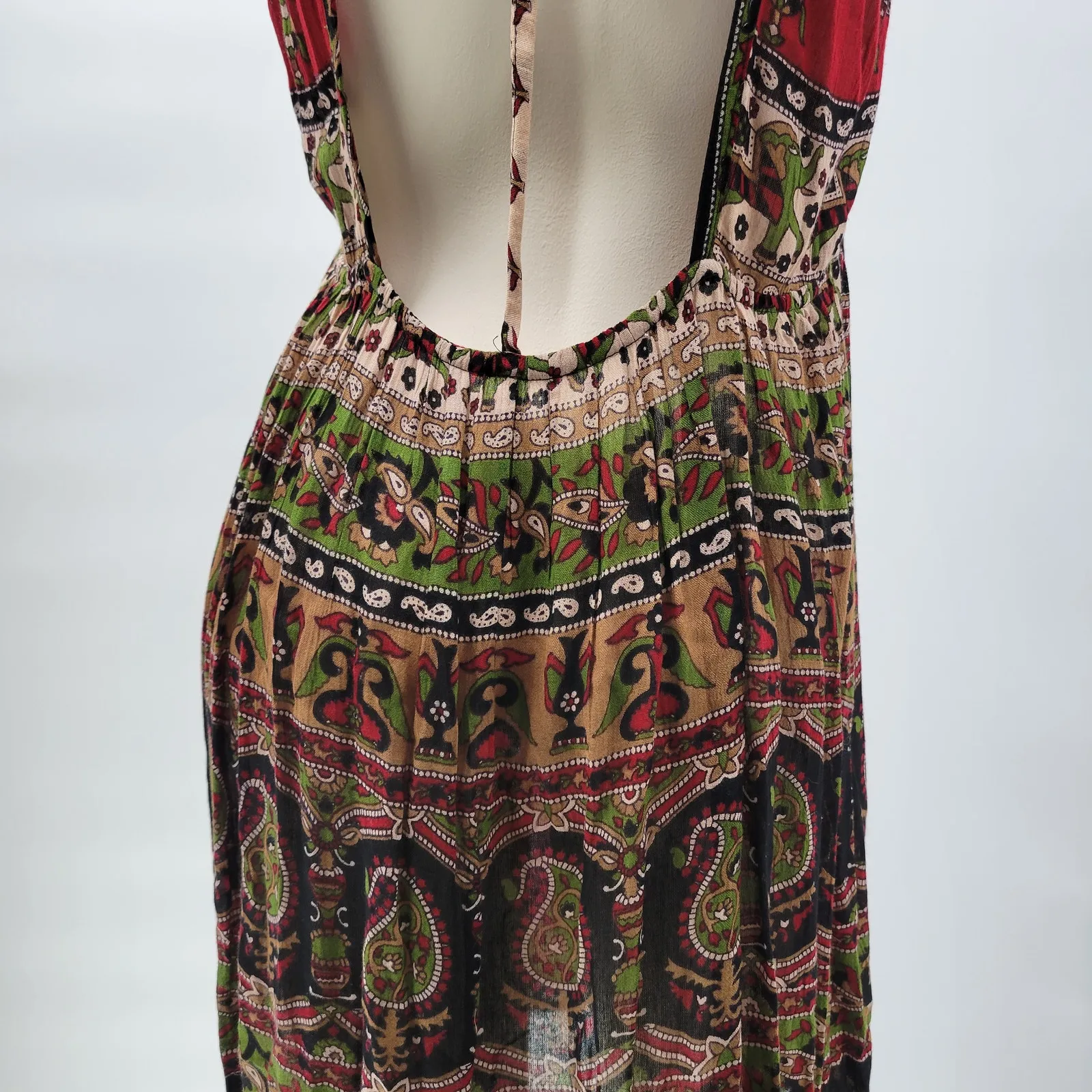 Jayli Dress Womens S Red Black‎ Elephant Paisley Open Back Festival Beach Boho Tan - Image 11