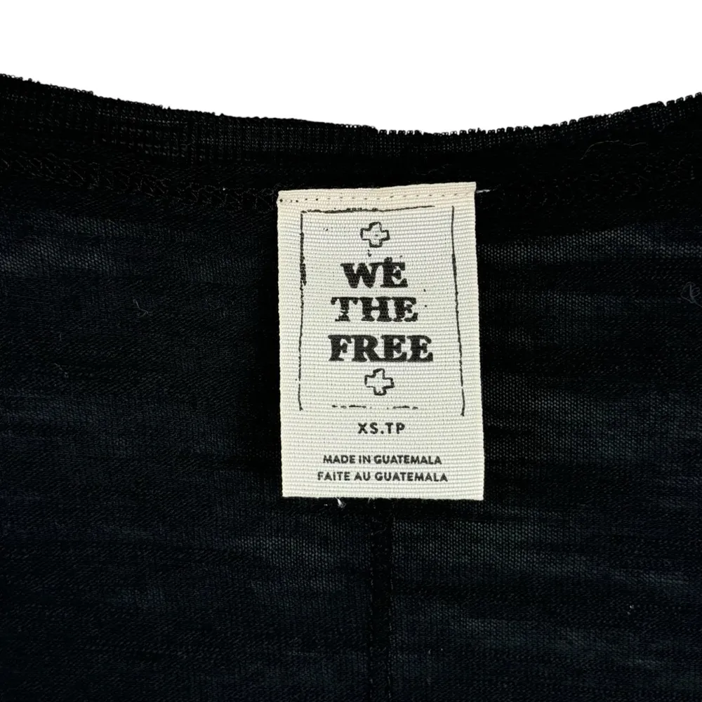 Free People We The Free Sundance Tee Top Black Slouchy V Neck Distressed Size XS - Image 5