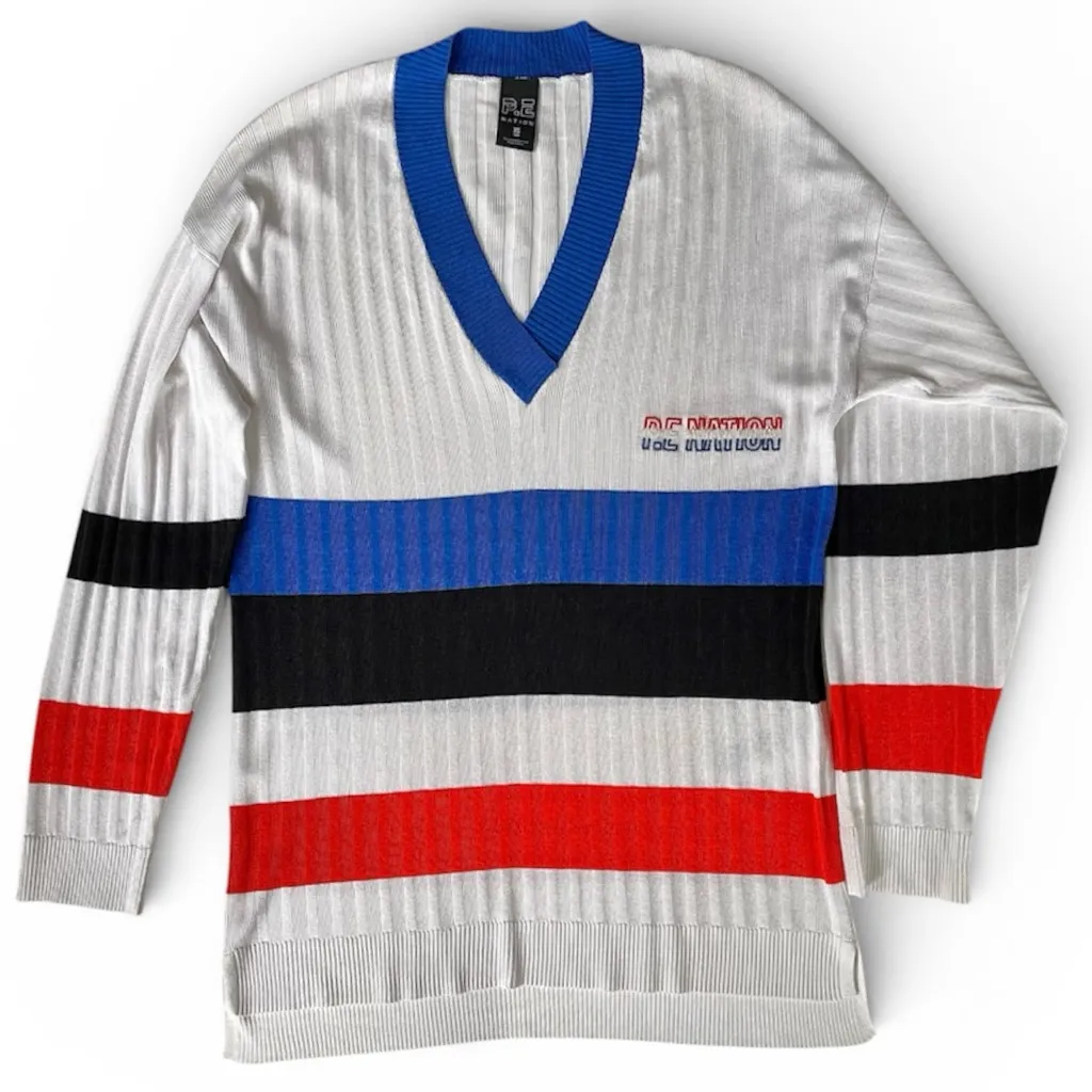 P.E Nation Electric Eye Striped V Neck Sweater - Image 2