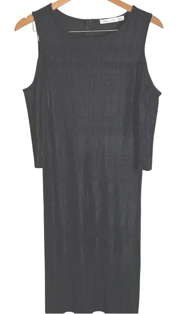 Bishop and Young Cold Shoulder Pencil Dress, Size Small Formal Wear Black Gray - Image 1
