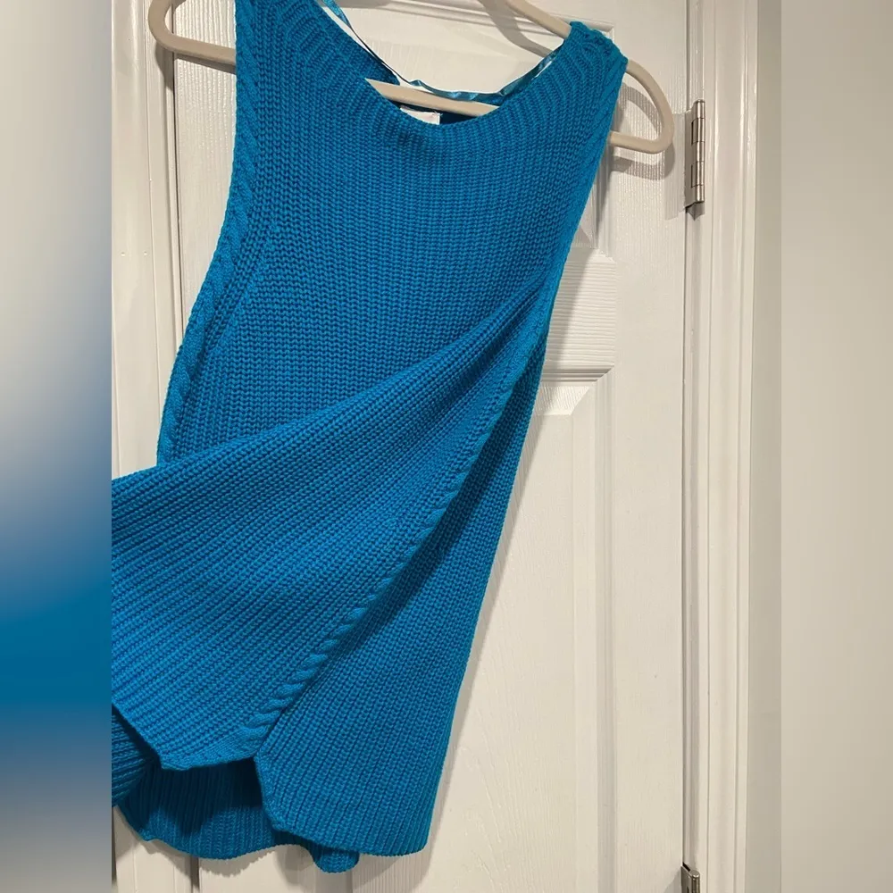 NWT Cupio Size XL Scoop Neck Sleeveless Cotton Teal Blue Knit Vest Top Cotton - Image 5