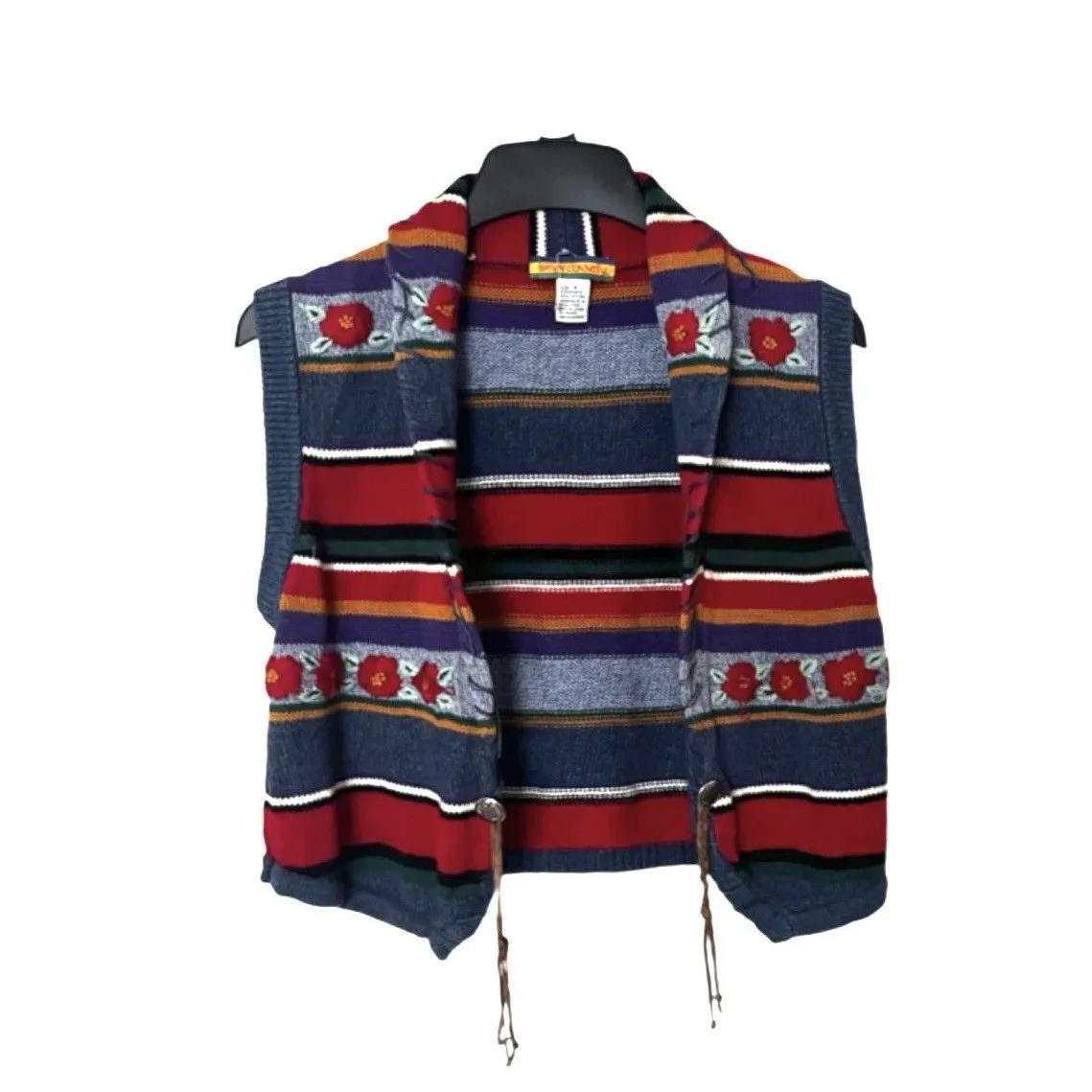 Brynn Connelly Western Knit Sweater Vest Blue - Image 3