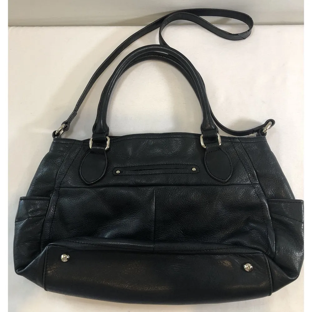 B. MAKOWSKY GLOVE LEATHER BUCKLE SATCHEL SHOULDER HAND BAG PURSE BLACK - Image 2