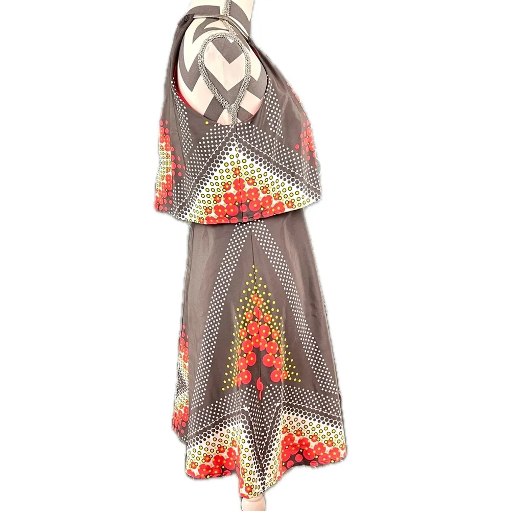 Jessica Simpson Taupe & Coral Popover Halter Dress - Size XS - Image 7