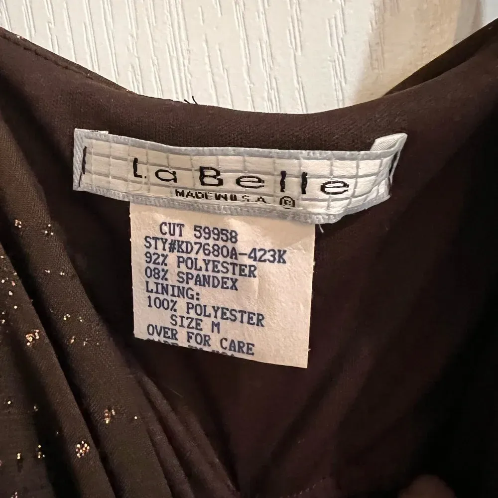 Vintage La Belle Bodycon Dress Gold Size M - Image 2