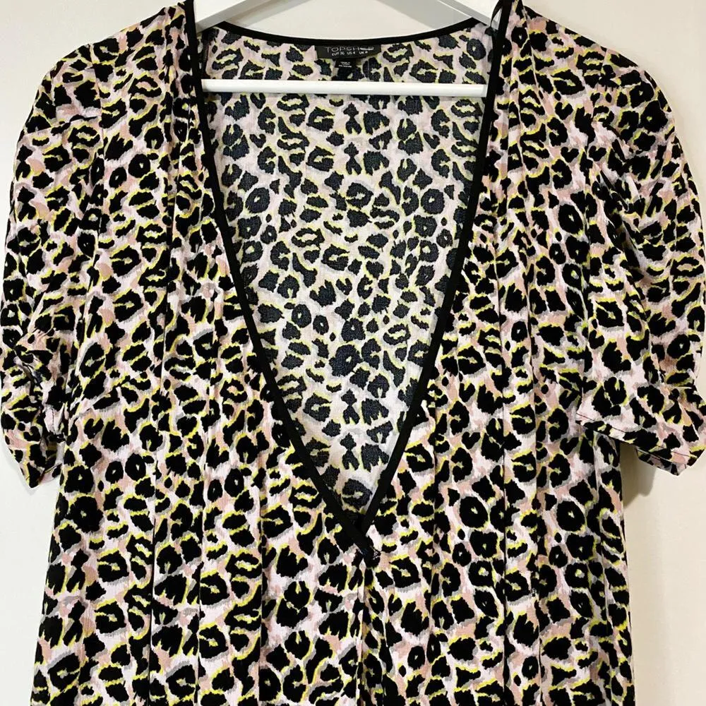 Topshop Women’s Kimono Animal Print Dress Multicolor Size 4 EUC - Image 3