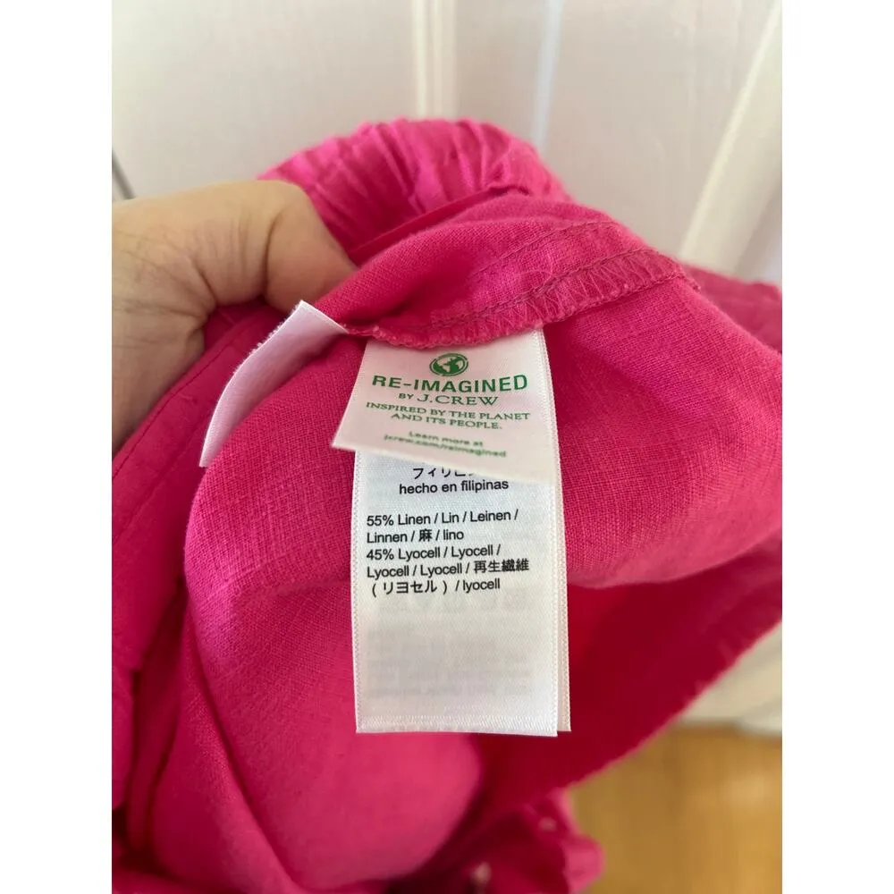 J.Crew Hot Pink Linen Blend Elastic Waist Pull On Shorts Size XXL - Image 5