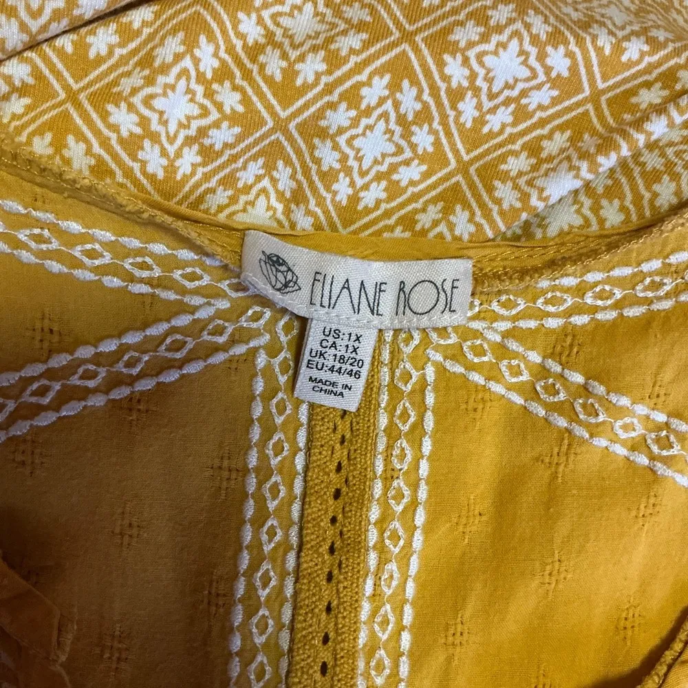 Eliane Rose Ethnic Summer Boho Top Gold Size 1X - Image 2