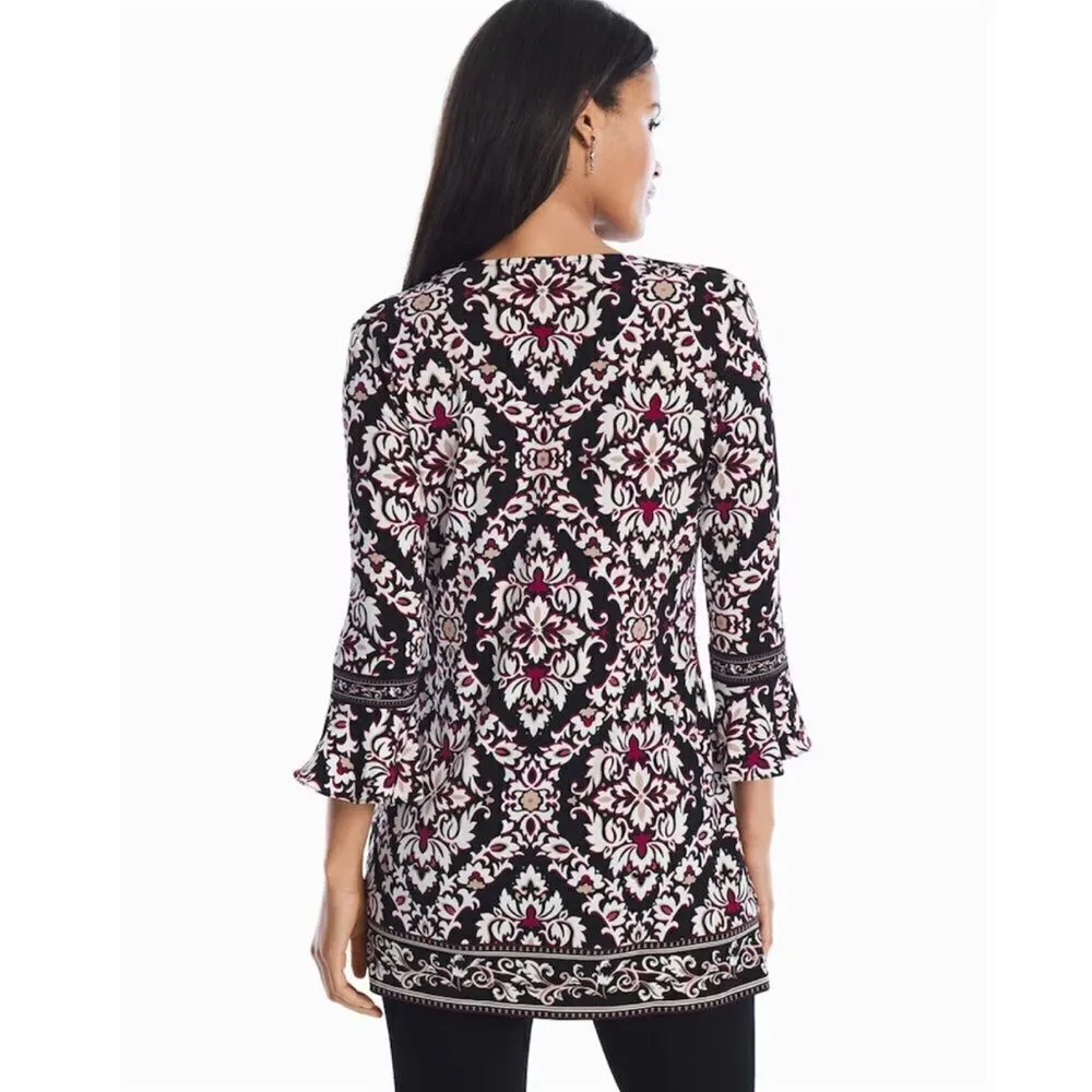 White House Black Market 3/4-Sleeve Matte Jersey Printed Tunic Size XS - Image 2