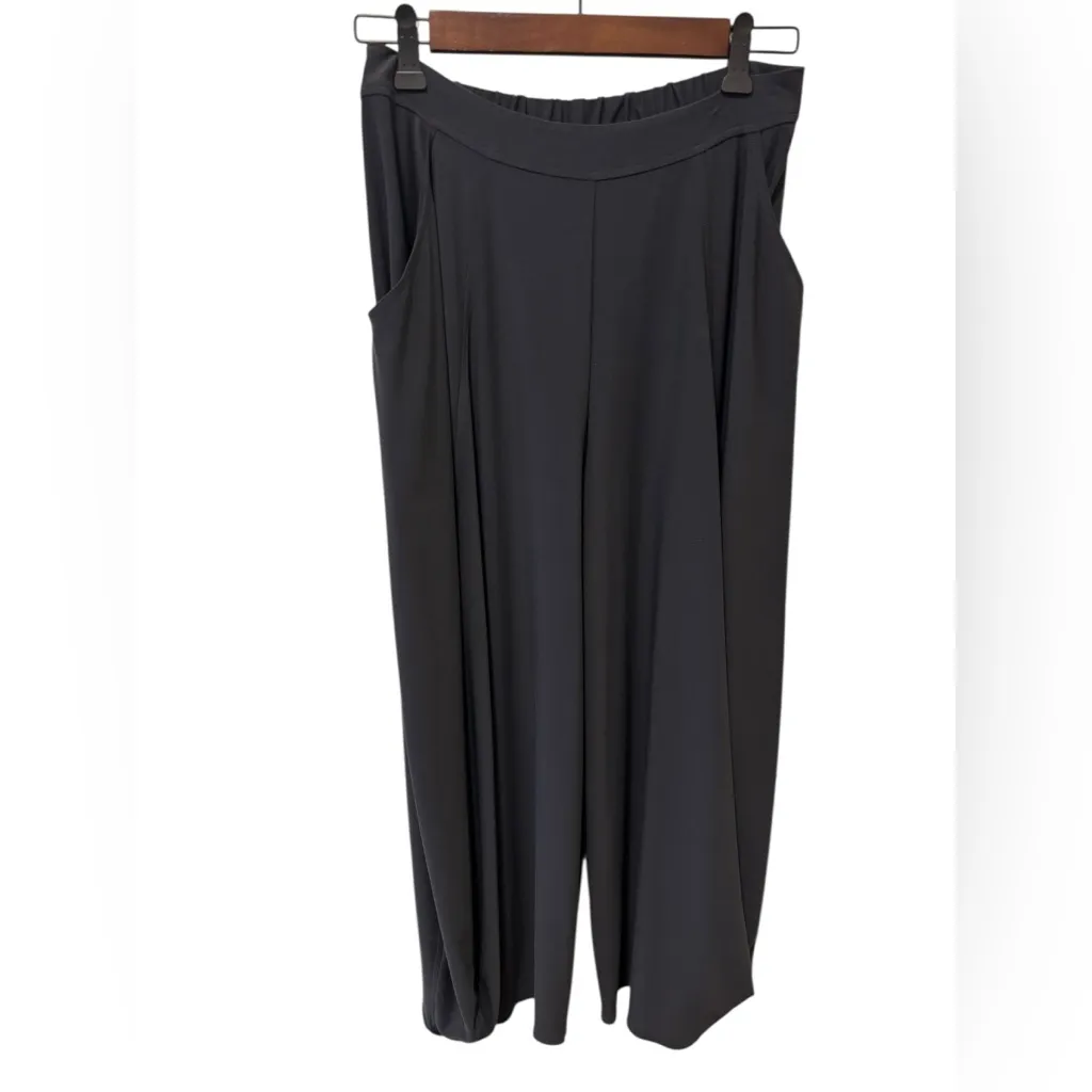 Sun Kim Stacy Ankle Pant Sz S Charcoal Wide Leg Stretch Pockets Harem Tulip Fit Black - Image 3