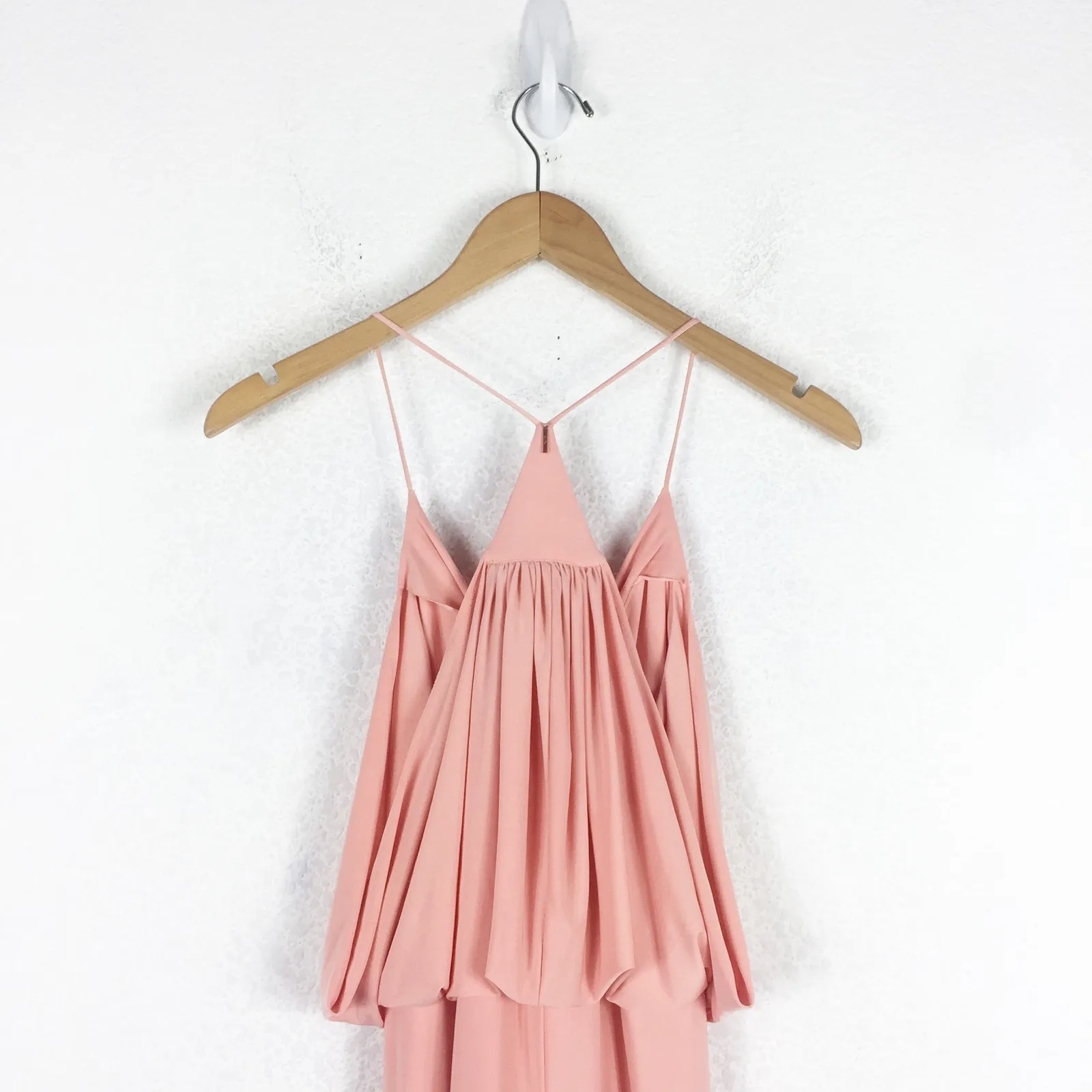 MISA Los Angeles Domino Draped Mini Dress Medium Coral Pink Jersey Cocktail - Image 13