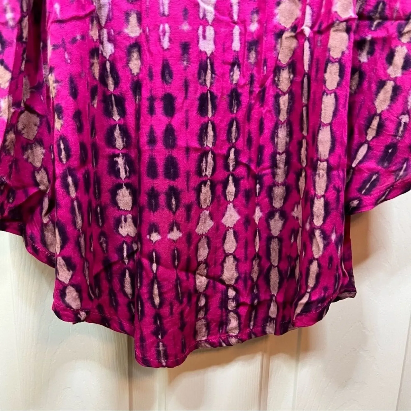 Soft Surroundings Tie Dye Flowy Dress Sz PM 100% Rayon Asymmetrical Boho - Image 7