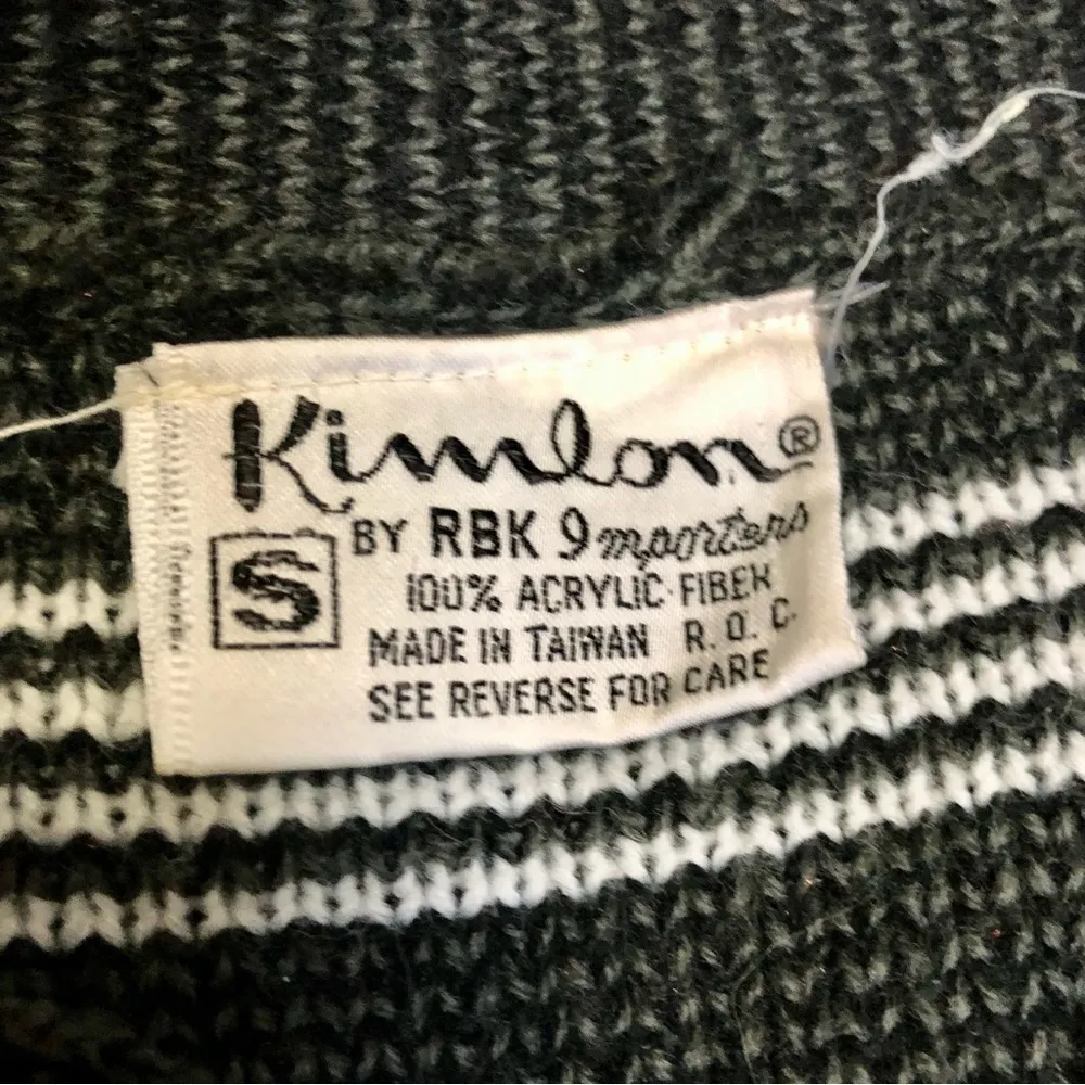 Vintage 70s 80s Kimlon by RBK Acrylic V Neck Sweater Colorful Stripee Abstract S Orange - Image 10