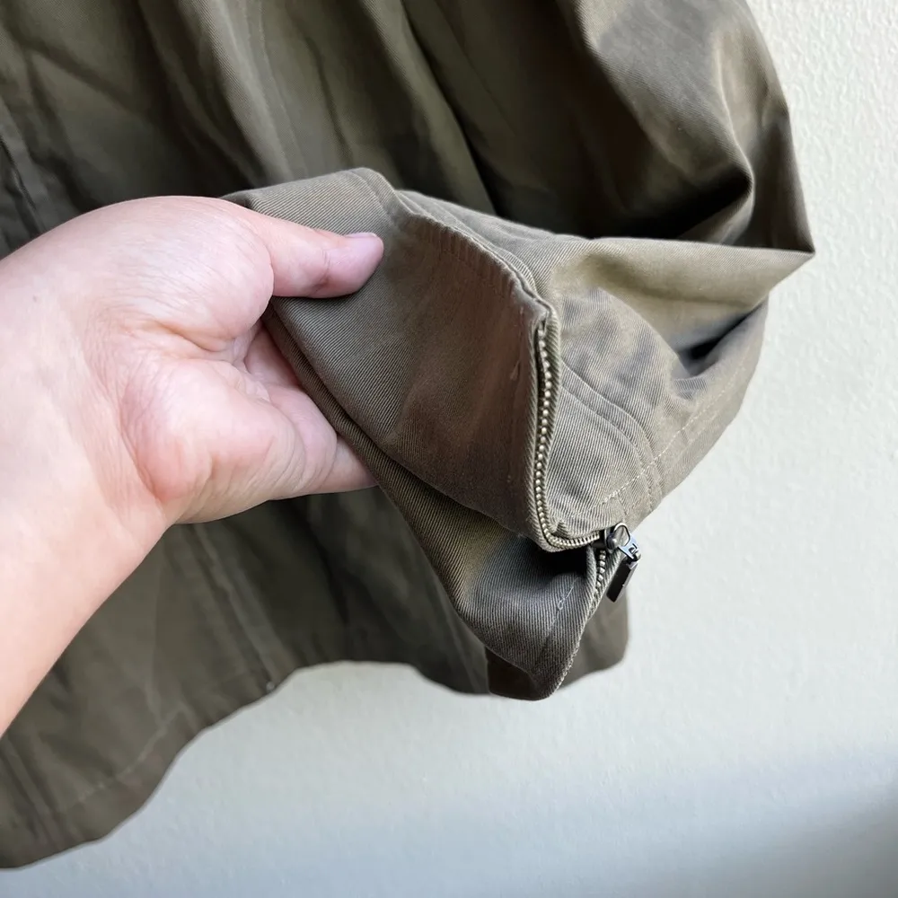 Lafayette 148 New York Asymmetrical Moto Zip Denim Jacket - Army Green - Image 5