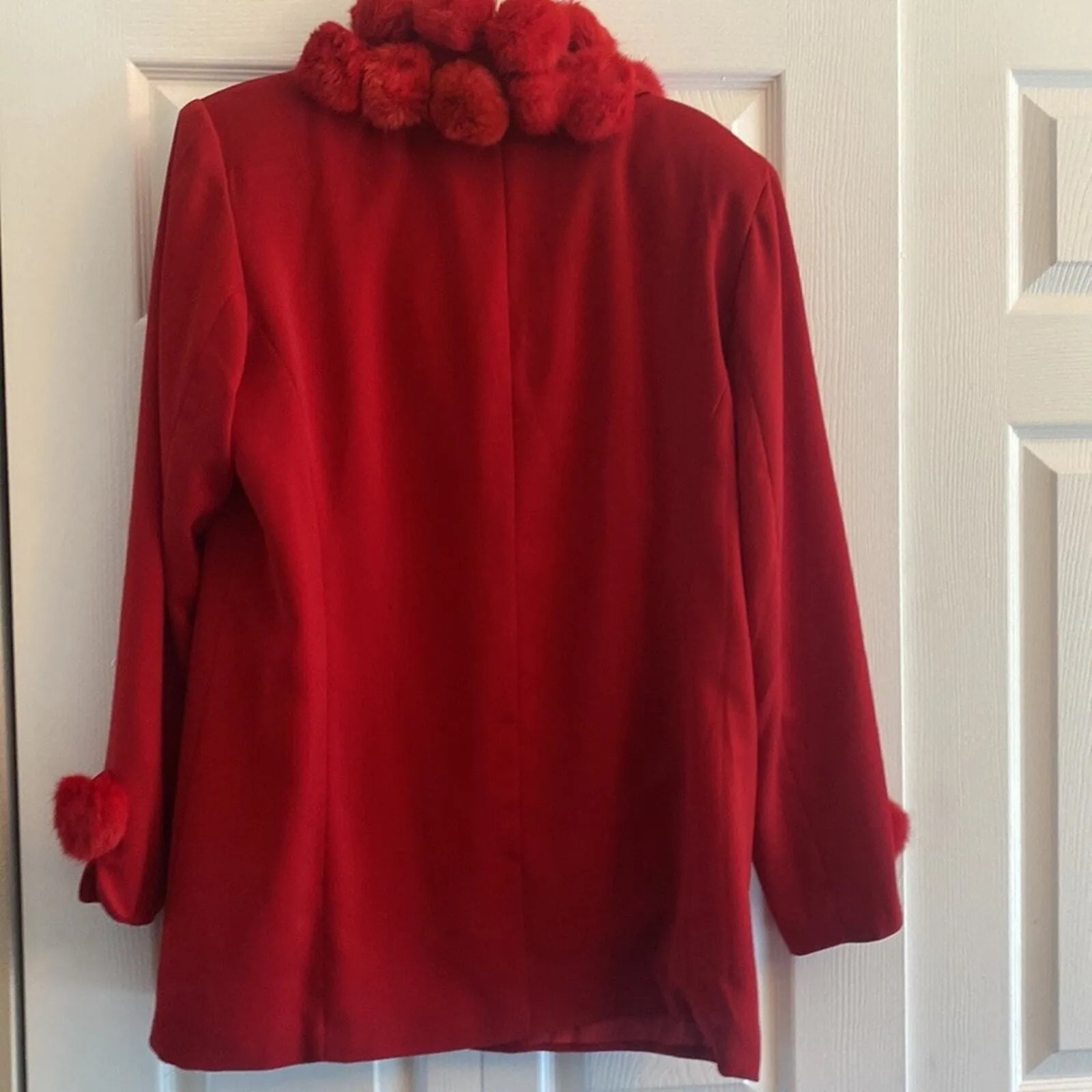 Vintage Harmony New York Red jacket with Pom Pom neckline size 14 - Image 5