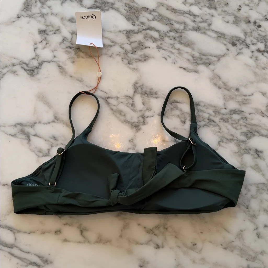 NWT Quince Women's Italian Scoop Neck Bikini Top Palm Green Size Medium 🌴 - Image 7