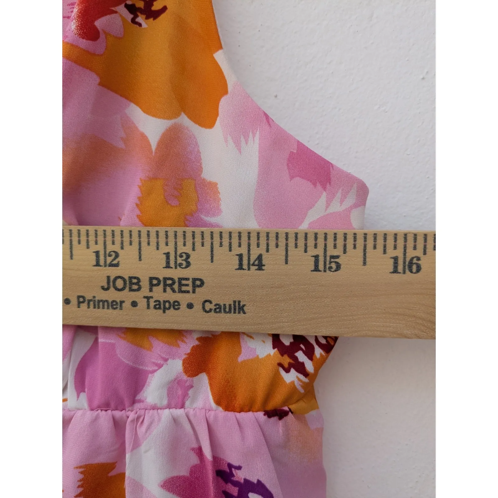 Entro Women's Blouse Top Babydoll V Neck Floral Print Colorful Pink Orange Sz M - Image 6