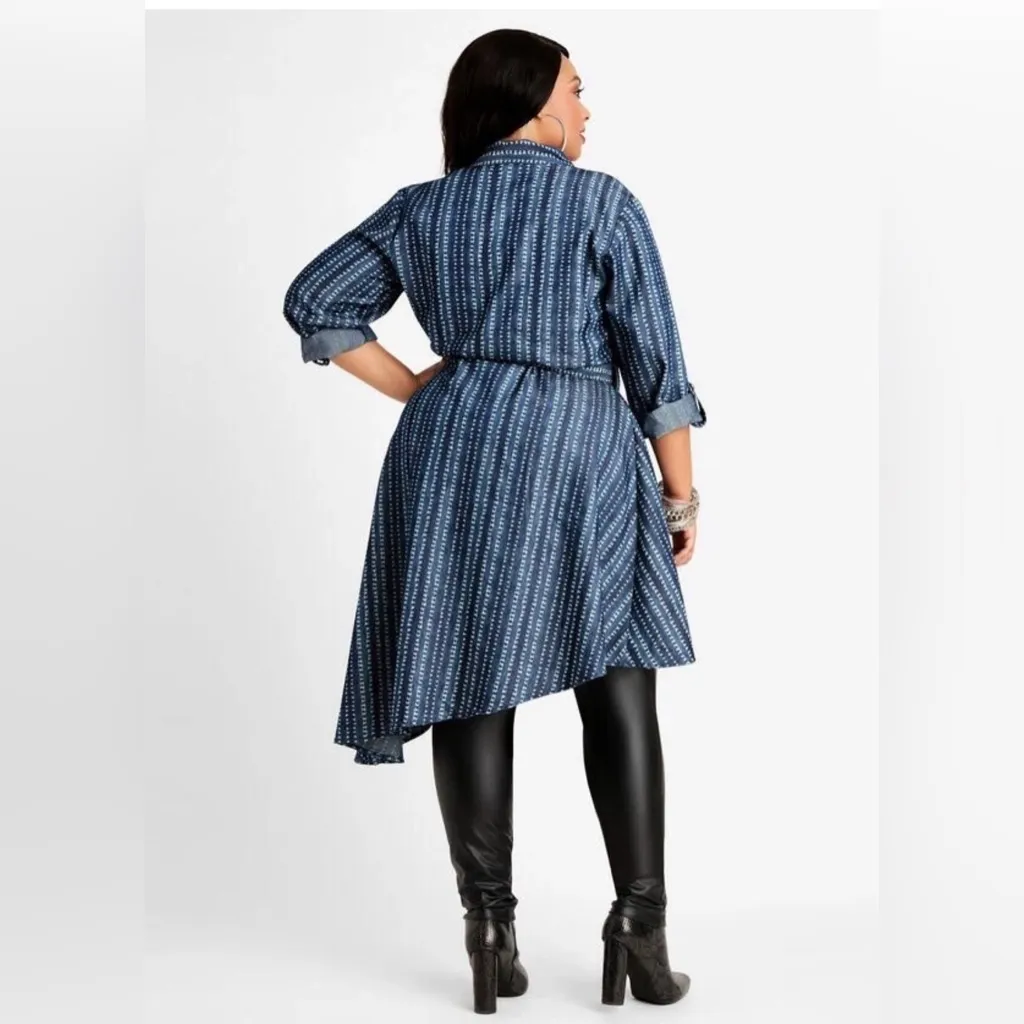 Ashley Stewart Navy and White Patterned Top - Image 2