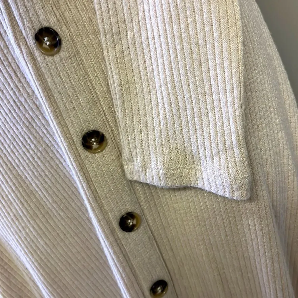 Double Zero Cream Faux Button Pullover Swing MIDI-  Medium - Image 4