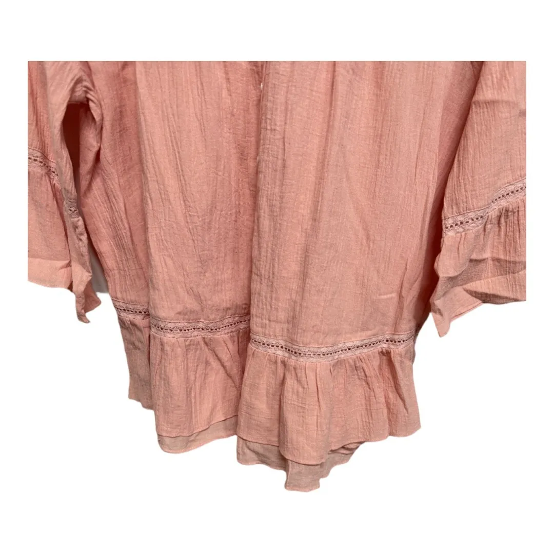 Hailey & Co Blush Pink Long Sleeve Boho Peasant Top Blouse NWT Size Large - Image 3