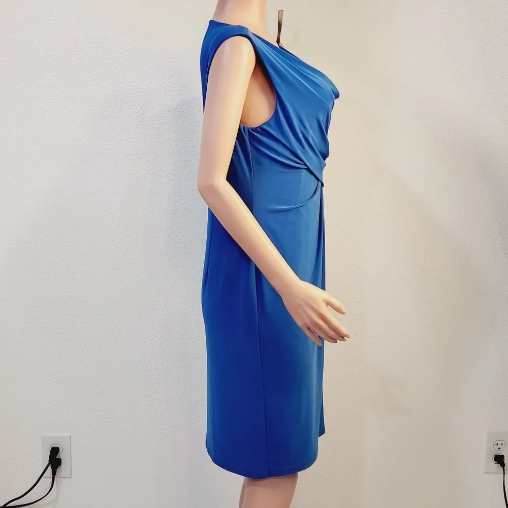Jones New York Women Cerulean Blue Knit Dress Ruched Size: 10 - Image 9