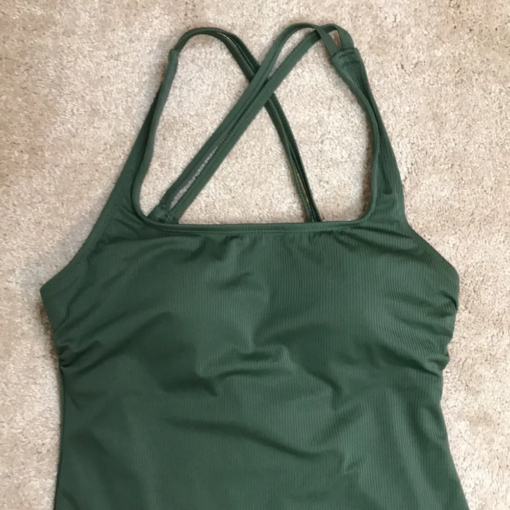 Hurley Women’s Ribbed Olive Green Crossover Straps One Piece Bathing Suit - Image 2