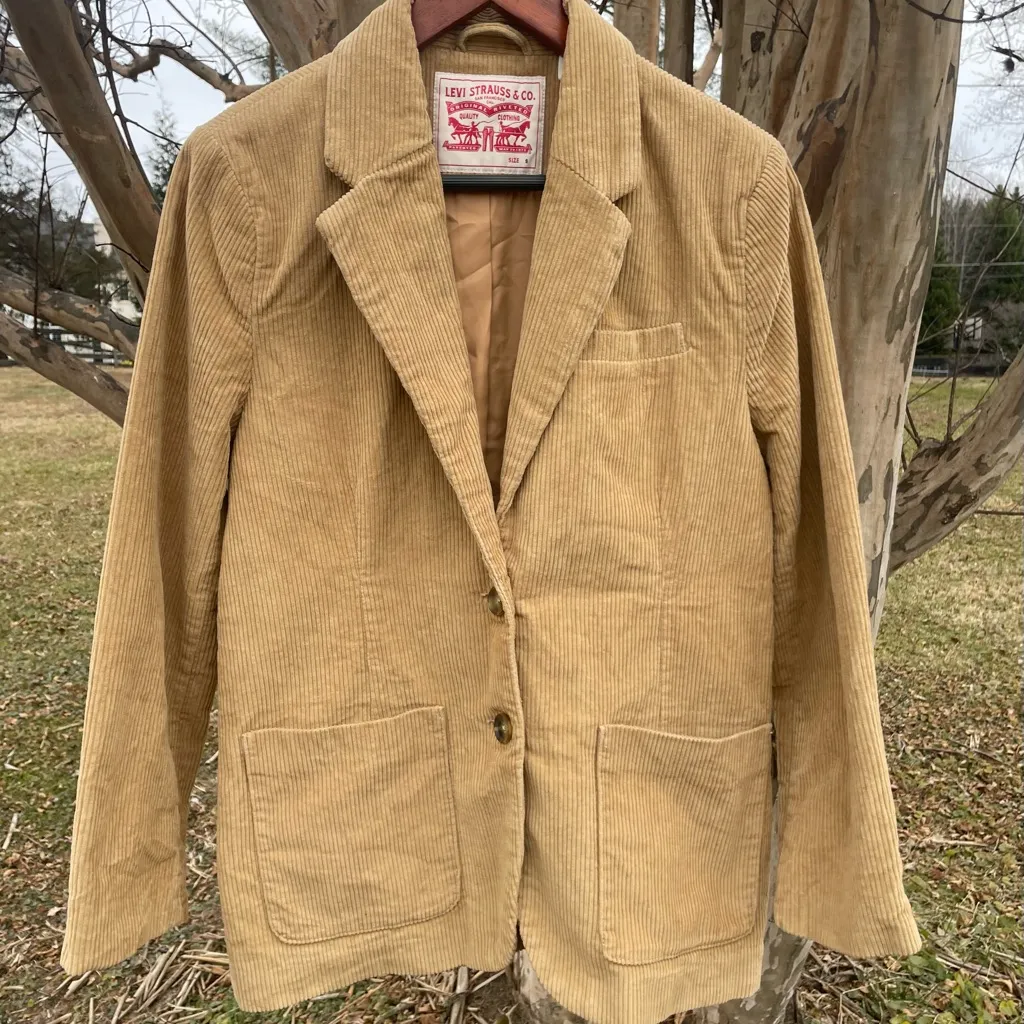 Levi Strauss Tan Corduroy Cotton Blazer Academia Cottage Retro Grandpa Gorpcore - Image 5