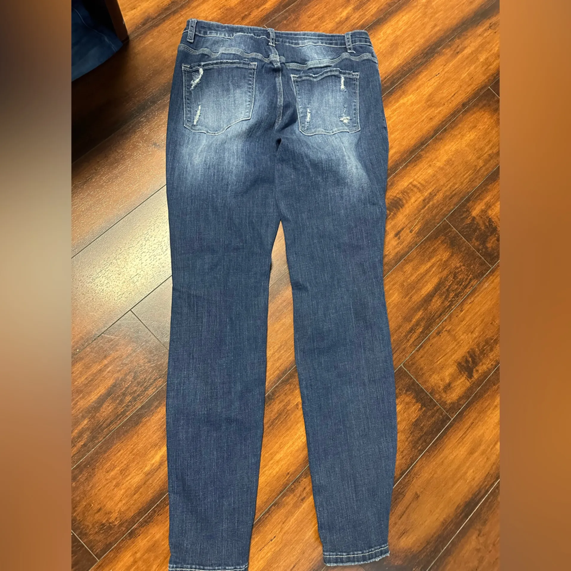 Classic Blue Distressed Skinny Jeans - Image 3