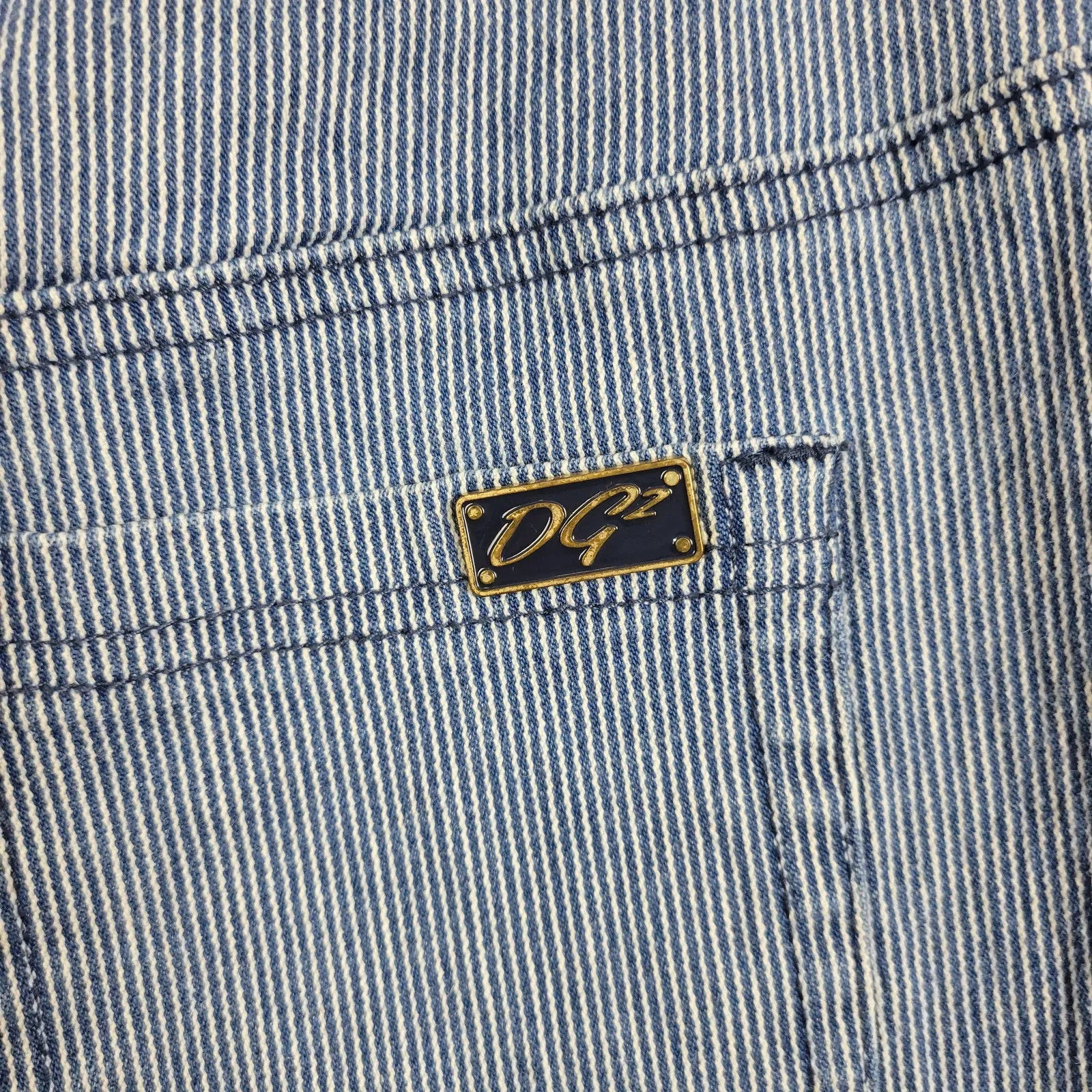 Diane Gilman Womens Jeans Size 8 Blue Denim Striped Cuffed Baggy - Image 7